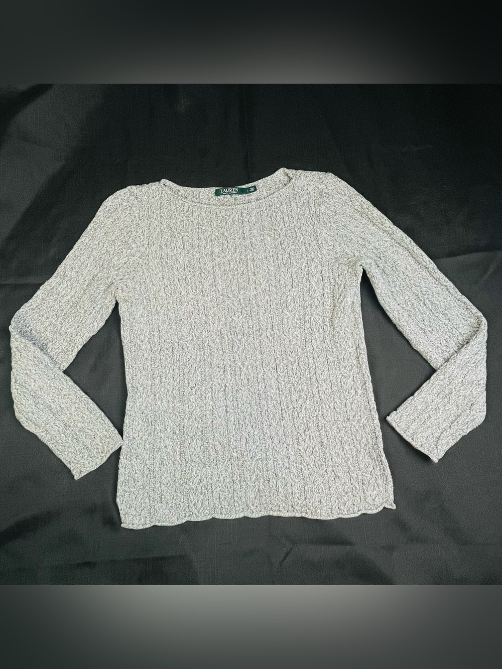 Ralph Lauren Cream Cable-Knit Long Sleeve Top